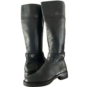 COACH Leather Black Riding Boots Knee High Size 5